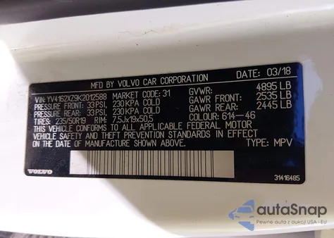 2019 Volvo Xc40 T5 Momentum/T5 R-Design z USA, uszkodzony, nr VIN YV4162XZ9K2012588